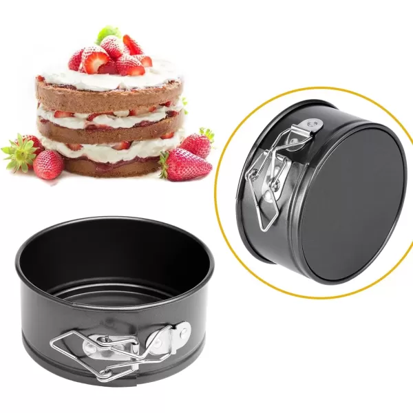 imageHIWARE 9 Inch Nonstick Cheesecake Pan Springform Pan with Removable BottomLeakproof Cake Pan  Black4Inch