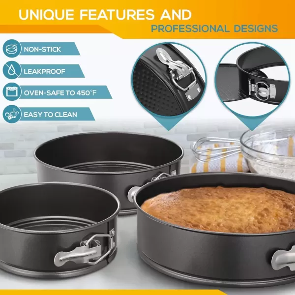 imageHIWARE 9 Inch Nonstick Cheesecake Pan Springform Pan with Removable BottomLeakproof Cake Pan  Black6810 Inch