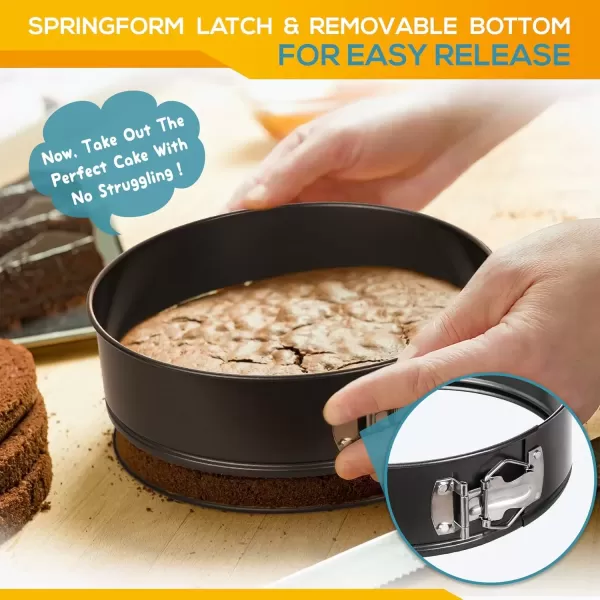 imageHIWARE 9 Inch Nonstick Cheesecake Pan Springform Pan with Removable BottomLeakproof Cake Pan  Black6810 Inch