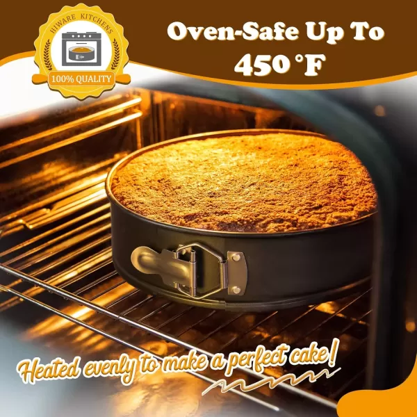 imageHIWARE 9 Inch Nonstick Cheesecake Pan Springform Pan with Removable BottomLeakproof Cake Pan  Black8Inch