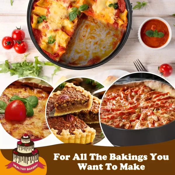 imageHIWARE 9 Inch Nonstick Cheesecake Pan Springform Pan with Removable BottomLeakproof Cake Pan  Black8Inch