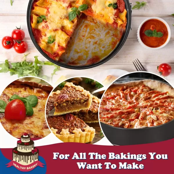 imageHIWARE 9 Inch Nonstick Cheesecake Pan Springform Pan with Removable BottomLeakproof Cake Pan  Black9Inch
