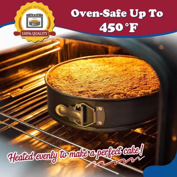 imageHIWARE 9 Inch Nonstick Cheesecake Pan Springform Pan with Removable BottomLeakproof Cake Pan  Black9Inch