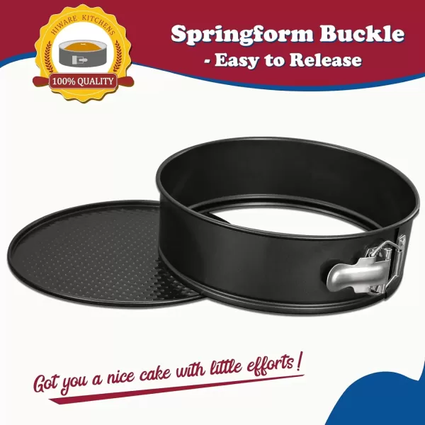 imageHIWARE 9 Inch Nonstick Cheesecake Pan Springform Pan with Removable BottomLeakproof Cake Pan  Black9Inch
