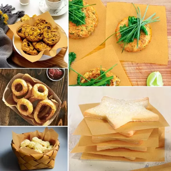 imageHiware 200 Count Unbleached Parchment Paper Squares 6quot x 6quot NonStick Wax Paper Sheets for Separate Burgers Cookies ampamp Other Foods When Storing Freezing