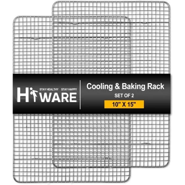 imageHiware 2Pack Cooling Racks for Baking  85quot x 12quot  Quarter Size  Stainless Steel Wire Cookie Rack Fits Quarter Sheet Pan Oven Safe for Cooking Roasting Grilling10 X 15