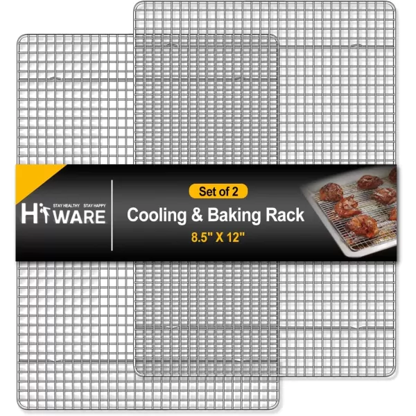 imageHiware 2Pack Cooling Racks for Baking  85quot x 12quot  Quarter Size  Stainless Steel Wire Cookie Rack Fits Quarter Sheet Pan Oven Safe for Cooking Roasting Grilling85 X 12