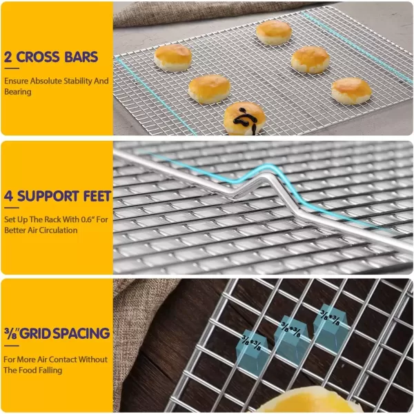 imageHiware 2Pack Cooling Racks for Baking  85quot x 12quot  Quarter Size  Stainless Steel Wire Cookie Rack Fits Quarter Sheet Pan Oven Safe for Cooking Roasting Grilling85 X 12