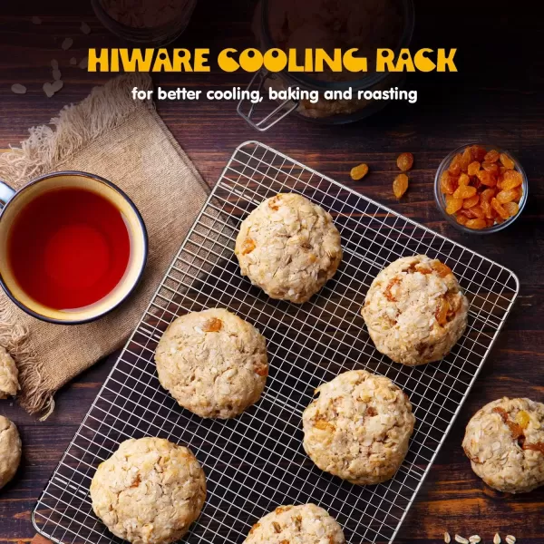 imageHiware 2Pack Cooling Racks for Baking  85quot x 12quot  Quarter Size  Stainless Steel Wire Cookie Rack Fits Quarter Sheet Pan Oven Safe for Cooking Roasting Grilling85 X 12