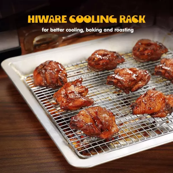 imageHiware 2Pack Cooling Racks for Baking  85quot x 12quot  Quarter Size  Stainless Steel Wire Cookie Rack Fits Quarter Sheet Pan Oven Safe for Cooking Roasting Grilling10 X 15