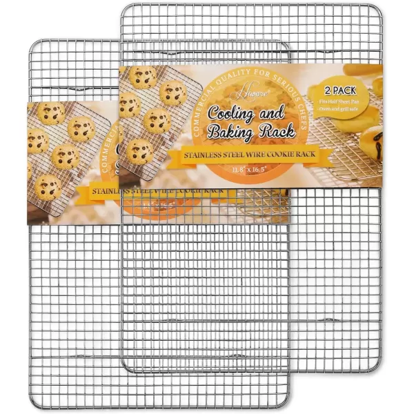 imageHiware 2Pack Cooling Racks for Baking  85quot x 12quot  Quarter Size  Stainless Steel Wire Cookie Rack Fits Quarter Sheet Pan Oven Safe for Cooking Roasting Grilling12 X 16