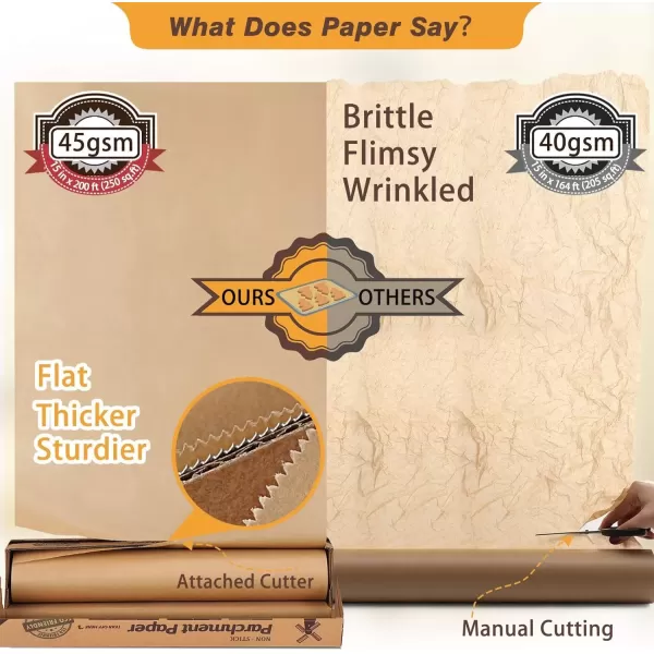imageUnbleached 15 x 200 ft Parchment Baking Paper Roll  250 SqFt for Baking Cooking Grilling Air Fryer and Steaming