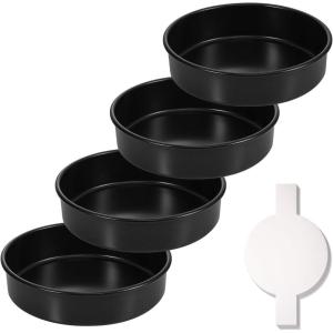 imageHIWARE 6 Inch Cake Pans Set of 4 Nonstick Round Cake Pans with 120 Pieces Parchment Paper Dishwasher Safe6Inch