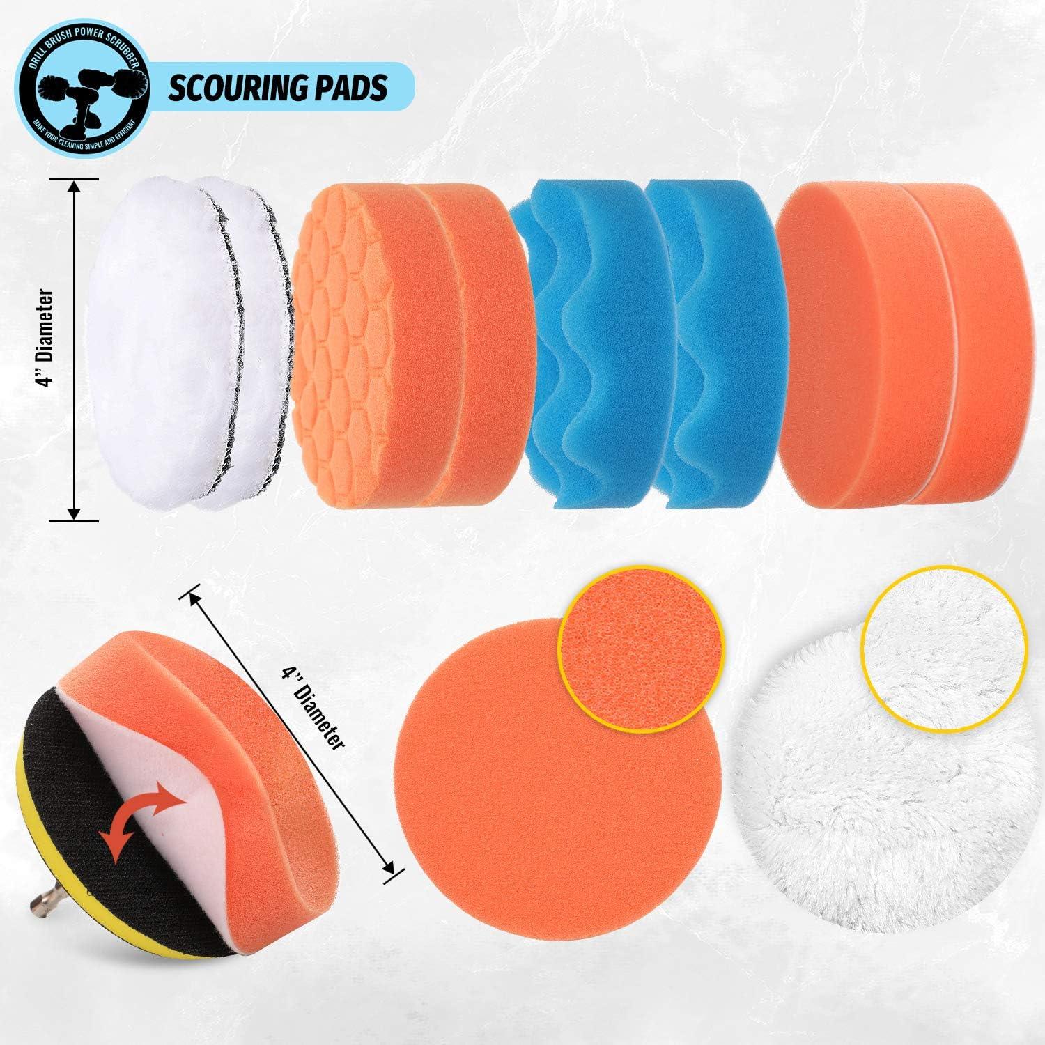 imageHIWARE 16 Pcs Drill Brush Car Detailing Kit  Car Polishing ampamp Buffing Pads Kit  Soft Bristle Power Scrubber with Extend Attachment for Cleaning Car Interior Boat Carpet Upholstery Bathroom