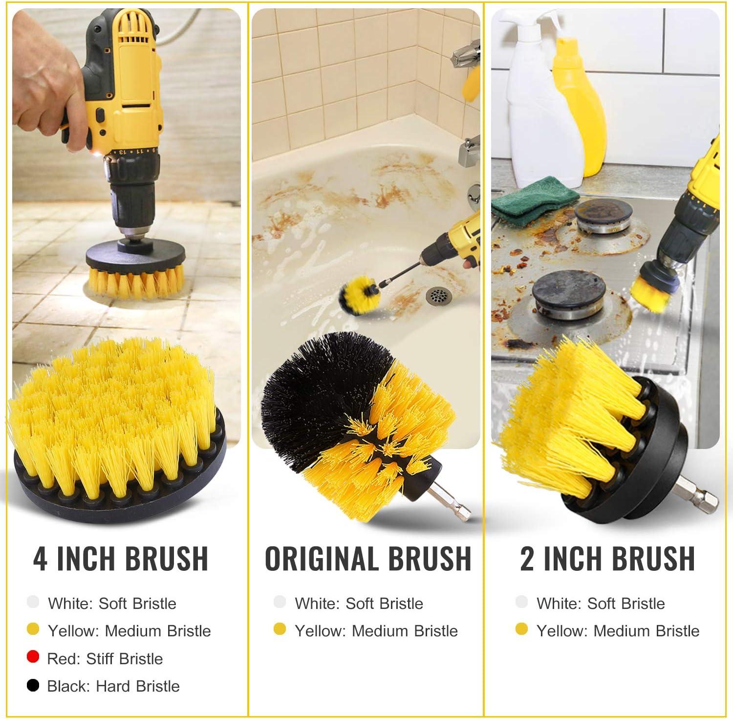 imageHiware 26Piece Drill Brush Set for Cleaning  Power Scrubber Brush Pad Sponge Kit with Extend Attachment for Bathroom Car Grout Carpet Floor Tub Shower Tile Corners Kitchen