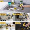 imageHIWARE Drill Brush Attachment Set Yellow Plastic Handle 3 Sized Brush Heads for Cleaning Bathtub Shower Floor Carpet Kitchen Bathroom and MoreYellow