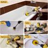 imageHIWARE Drill Brush Attachment Set Yellow Plastic Handle 3 Sized Brush Heads for Cleaning Bathtub Shower Floor Carpet Kitchen Bathroom and MoreYellow