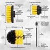 imageHIWARE Drill Brush Attachment Set Yellow Plastic Handle 3 Sized Brush Heads for Cleaning Bathtub Shower Floor Carpet Kitchen Bathroom and MoreYellow