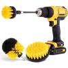 imageHIWARE Drill Brush Attachment Set Yellow Plastic Handle 3 Sized Brush Heads for Cleaning Bathtub Shower Floor Carpet Kitchen Bathroom and MoreYellow