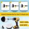 imageHiware 4 Pcs Drill Brush Car Detailing Kit with Extend Attachment Soft Bristle Power Scrubber Brush Set for Cleaning Car Boat Seat Carpet Upholstery and Shower Door  White