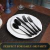imageHiware 20Piece Black Silverware Set with Tray Stainless Steel Flatware Cutlery Set Service for 4 Kitchen Black Utensils Tableware Set for Home Restaurant Mirror Finish Dishwasher SafeBlack