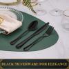 imageHiware 20Piece Black Silverware Set with Tray Stainless Steel Flatware Cutlery Set Service for 4 Kitchen Black Utensils Tableware Set for Home Restaurant Mirror Finish Dishwasher SafeBlack