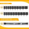 imageDEKOPRO 23Piece Socket Wrench Set 38quot Drive MetricSAE Impact Socket Set with 72 Tooth Reversible Ratchet 6 Point 38quot  1quot ampamp 12mm  21mm Mechanics Tool Set38 23PCS
