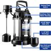 imageDEKOPRO Submersible Water Pump 13 HP 2450GPH Utility Pump Thermoplastic Electric Portable Transfer Water Pump with 10Foot Cord for Pool Tub Garden Pond Draining34HP Sump Pump