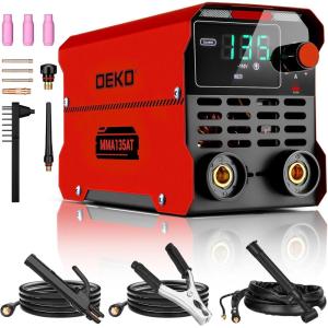 imageDEKOPRO 110220V MMA Welder160A ARC Welder Machine IGBT Digital Display LCD Hot Start Welder with Electrode HolderWork Clamp Input Power Adapter Cable and Brush135A MMA SET