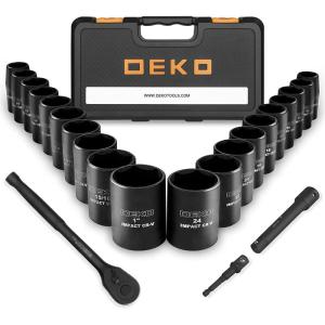 imageDEKOPRO 12Inch Impact Socket Sets 23 Pieces Drive Socket Set Mechanic Tool Set with 72 Teeth Reversible Ratchet 12quot Drive MetricSAE CRV Steel