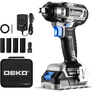 imageDEKOPRO 20V Cordless Impact Wrench 12 Inch Chuck 3200 RPM 258 ftlbs Max Torque Liion Battery Fast Charger Tool Bag1 Battery Pack