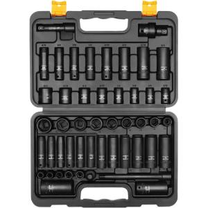 imageDEKOPRO 23Piece Socket Wrench Set 38quot Drive MetricSAE Impact Socket Set with 72 Tooth Reversible Ratchet 6 Point 38quot  1quot ampamp 12mm  21mm Mechanics Tool Set38 48PCS