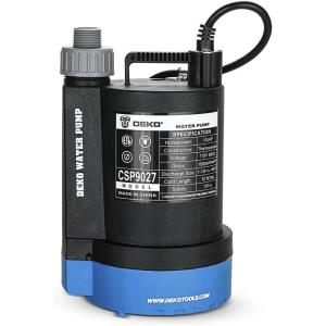 imageDEKOPRO Submersible Water Pump 13 HP 2450GPH Utility Pump Thermoplastic Electric Portable Transfer Water Pump with 10Foot Cord for Pool Tub Garden Pond Draining14HP Sump Pump Blue