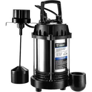 imageDEKOPRO Submersible Water Pump 13 HP 2450GPH Utility Pump Thermoplastic Electric Portable Transfer Water Pump with 10Foot Cord for Pool Tub Garden Pond Draining1HP Sump Pump
