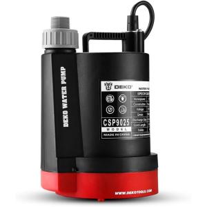 imageDEKOPRO Submersible Water Pump 13 HP 2450GPH Utility Pump Thermoplastic Electric Portable Transfer Water Pump with 10Foot Cord for Pool Tub Garden Pond Draining14HP Red