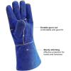 imageDEKO Welding Gloves 14 inch Leather Forge Heat Resistant Blue Welding Glove for Mig Tig Welder Furnace Fireplace and More BlueCamping Stove BBQ