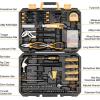imageDEKO 196 Piece Tool Set General Household Hand Tool Kit with Rip Claw HammerLinemans Plier Measure Tape Rule ampamp Plastic Toolbox Storage Case196PCS