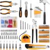 imageDEKO 196 Piece Tool Set General Household Hand Tool Kit with Rip Claw HammerLinemans Plier Measure Tape Rule ampamp Plastic Toolbox Storage Case196PCS