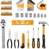 imageDEKO 196 Piece Tool Set General Household Hand Tool Kit with Rip Claw HammerLinemans Plier Measure Tape Rule ampamp Plastic Toolbox Storage Case65PCS