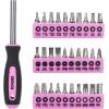 imageDEKO Pink Tool Set 110 Piece Household Tool KitLadies Portable Tool Set with Easy Carrying Pouch Perfect for DIY Projects Home Maintenance