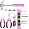 imageDEKO Pink Tool Set 110 Piece Household Tool KitLadies Portable Tool Set with Easy Carrying Pouch Perfect for DIY Projects Home Maintenance