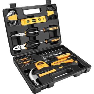 imageDEKO 196 Piece Tool Set General Household Hand Tool Kit with Rip Claw HammerLinemans Plier Measure Tape Rule ampamp Plastic Toolbox Storage Case65PCS