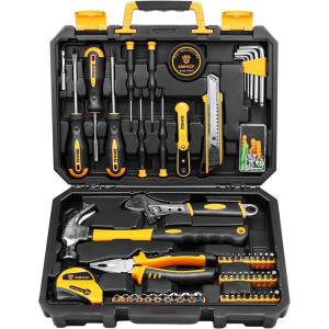 imageDEKOPRO 100 Piece Home Repair Tool SetGeneral Household Hand Tool Kit with Plastic Tool Box Storage
