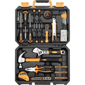 imageDEKOPRO 100 Piece Tool SetGeneral Household Hand Tool Kitwith Plastic Toolbox Storage Case for HandymanHome Maintenance
