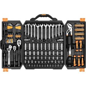 imageDEKOPRO 192 Piece Mechanics Tool Set Socket Wrench Set Plastic Storage Case with Auto Repair Hand Tool Kit Wrench Tool Box Set192PCS
