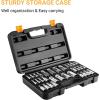 imageDEKOPRO 32 Pieces Hex Bit Socket Set 14 38 12 Drive Socket Set SAE and Metric S2 ampamp CrV Steel