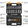imageDEKOPRO 65 Pieces Mechanic Tool Kit and Socket Sets 14Inch ampamp 38Inch Drive Socket Set with 72Tooth Pear Head Ratchet SAEMetric CrV Steel Socket Wrench Sets