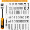 imageDEKOPRO 65 Pieces Mechanic Tool Kit and Socket Sets 14Inch ampamp 38Inch Drive Socket Set with 72Tooth Pear Head Ratchet SAEMetric CrV Steel Socket Wrench Sets
