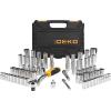 imageDEKOPRO 65 Pieces Mechanic Tool Kit and Socket Sets 14Inch ampamp 38Inch Drive Socket Set with 72Tooth Pear Head Ratchet SAEMetric CrV Steel Socket Wrench Sets