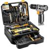 imageTool Kit Box Drill SetDEKOPRO Home Mechanic Toolbox with 12V Power Cordless Drill Hand Repair Tools Sets Combo Kits Storage Organizer Drawer Case for Men